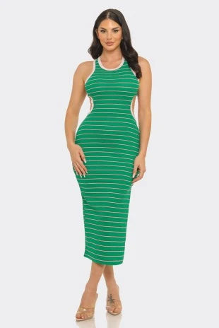 Pink & Green Cut Out Side Dress/Split