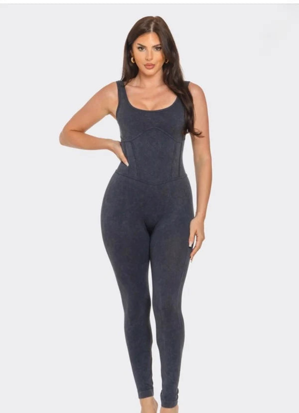 Grey Strap Bodycon Jumpsuit