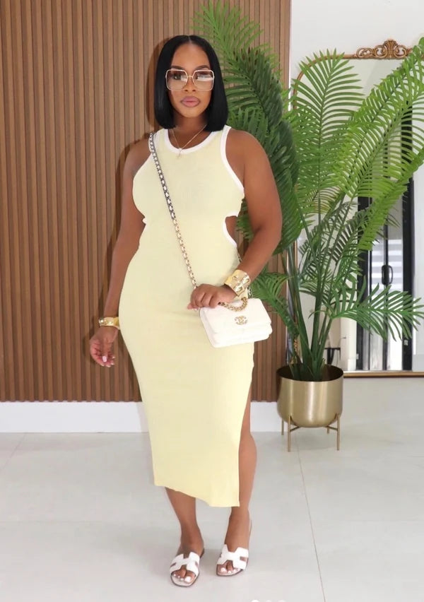 Open Back Slit Maxi Dress