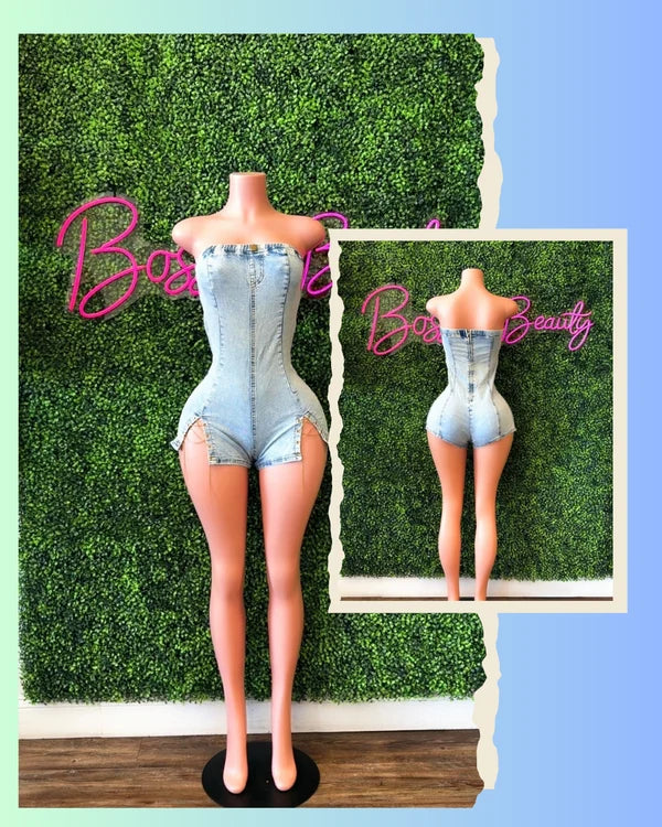 Sleeveless Denim Chain Jumpsuit